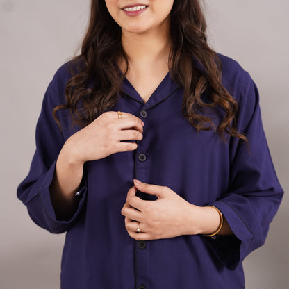 PURPLE SOLID LINEN PJS