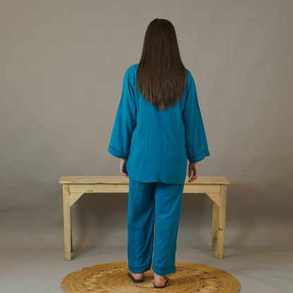 TEAL SOLID SUMMER LINEN PJS