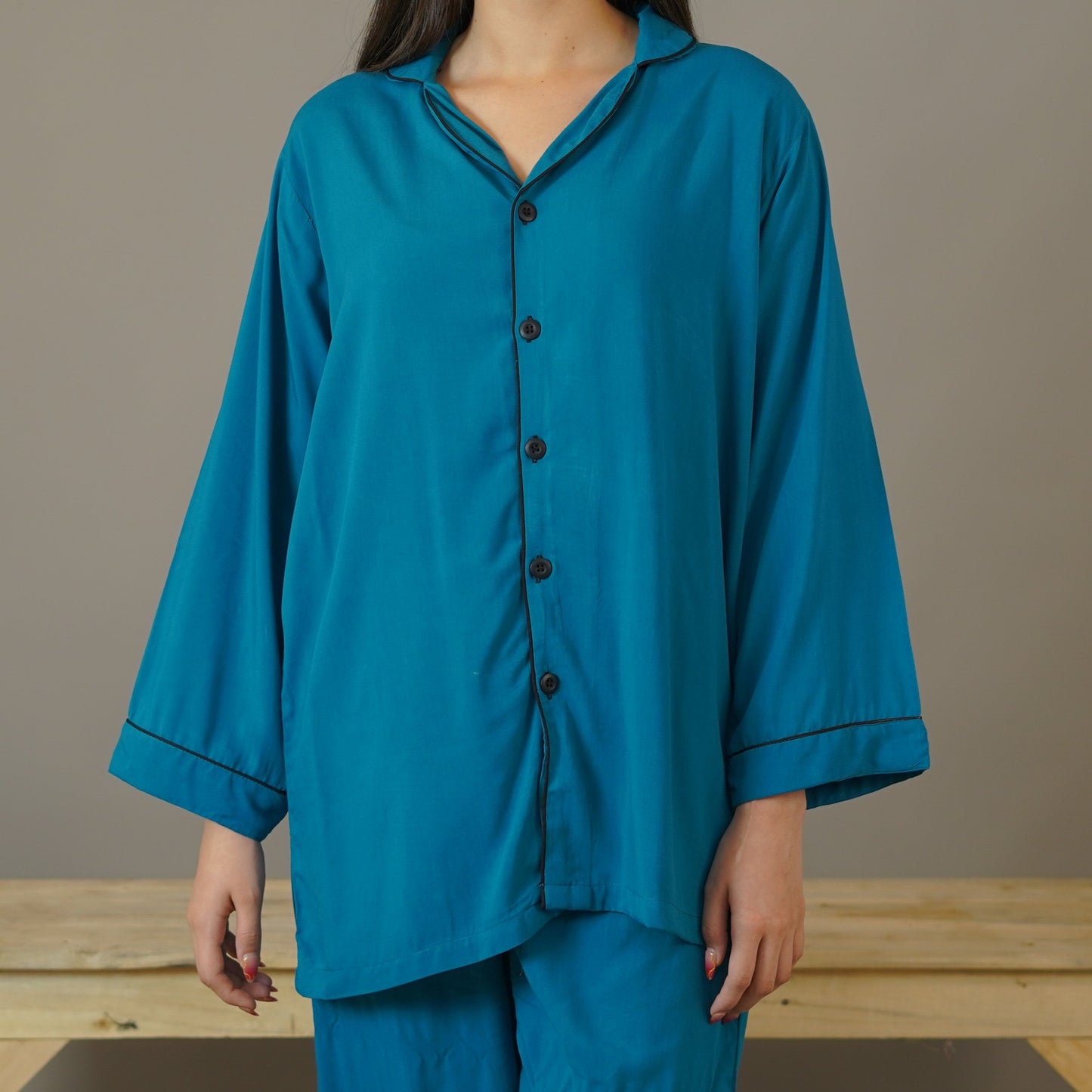 TEAL SOLID SUMMER LINEN PJS