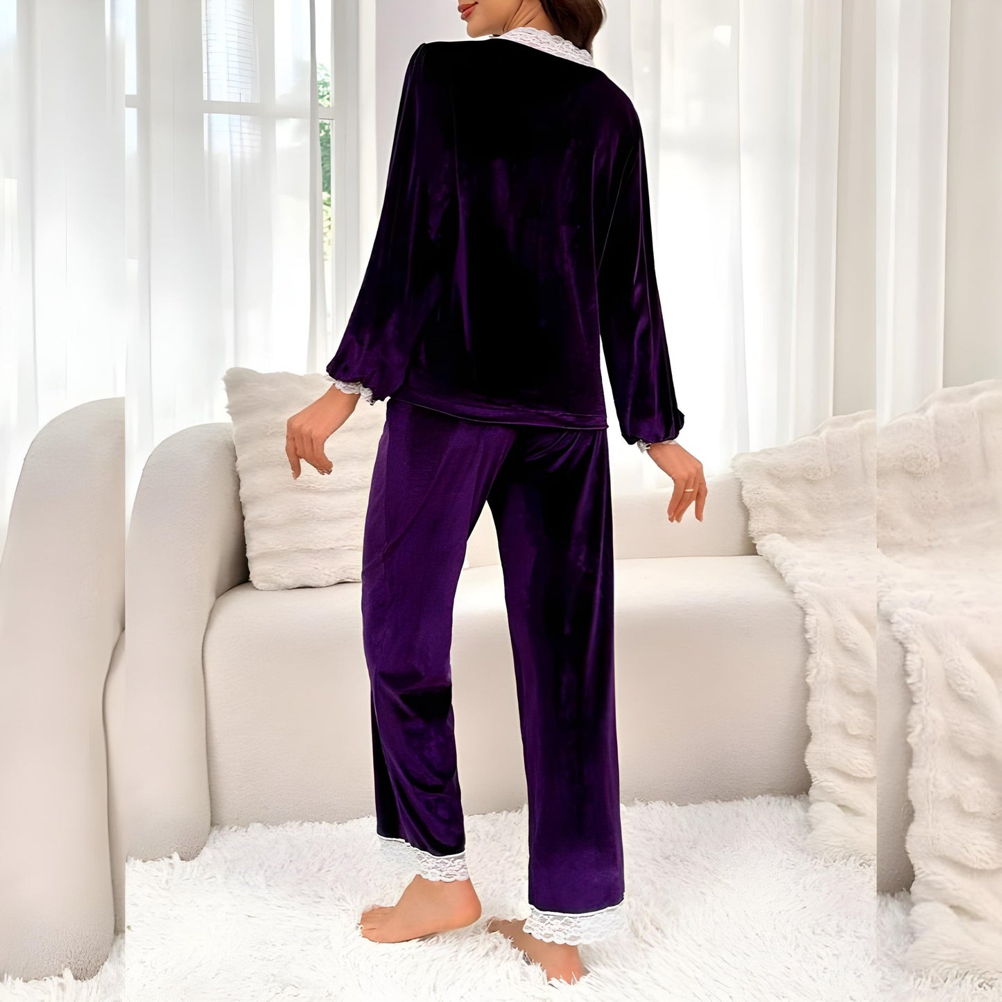 (30%) OFF - 2 Piece Lacy Shirt & Trouser Set