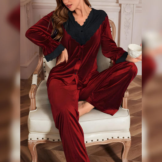 (30%) OFF - V Neck Lacy 2pc Set