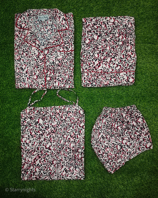 (30%) OFF - Linen 4pc Pajama Set