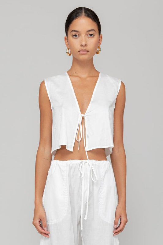 Cotton Tie-Front Sleeveless Co-ord Set