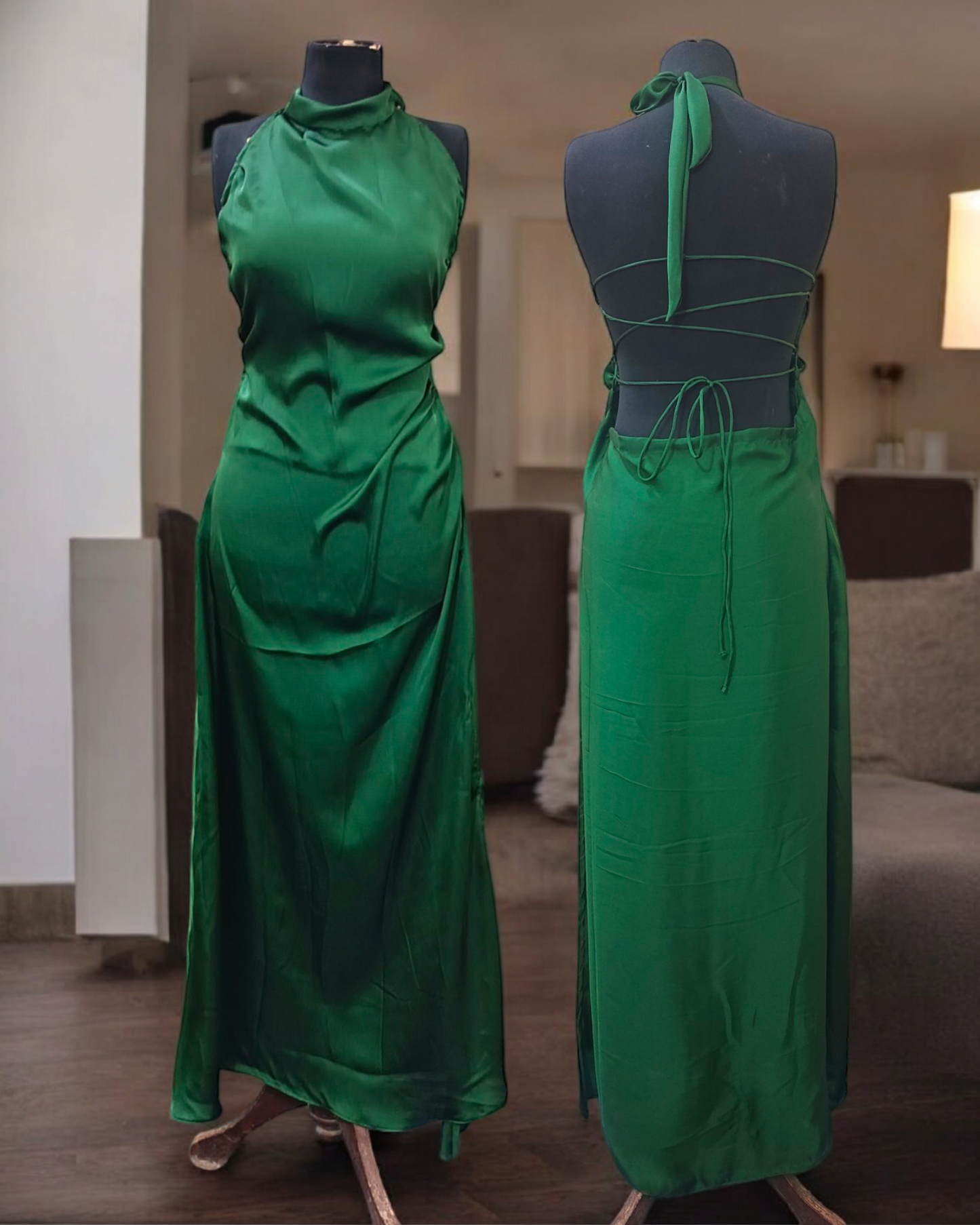 (30%) OFF - Elegant Silk Halter Neck Backless Maxi