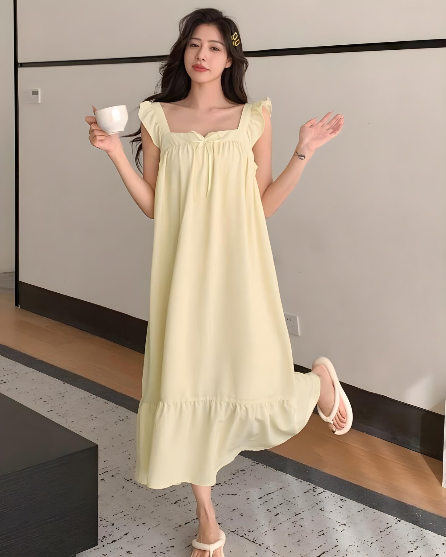 (30%) OFF - Elegant Ruffled Cotton Tiered Midi Dress – Perfect for Comfort and Style