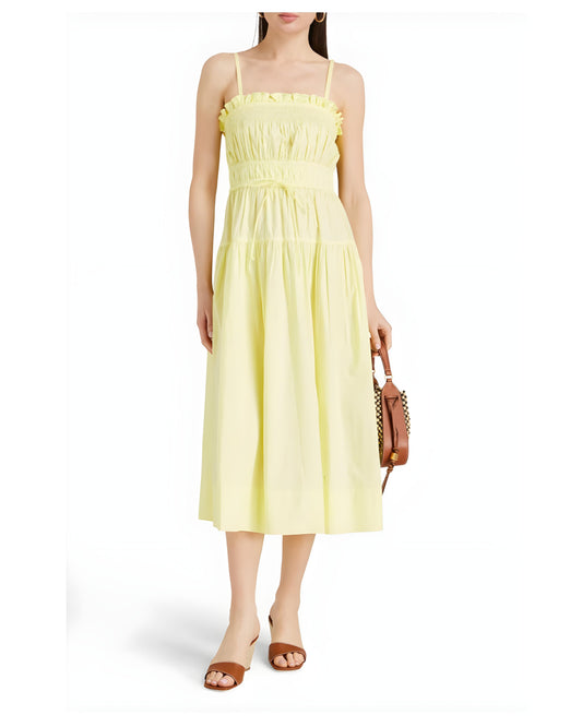Smocked-Bodice Cotton Midi Dress – Effortless Elegance for Every Occasion