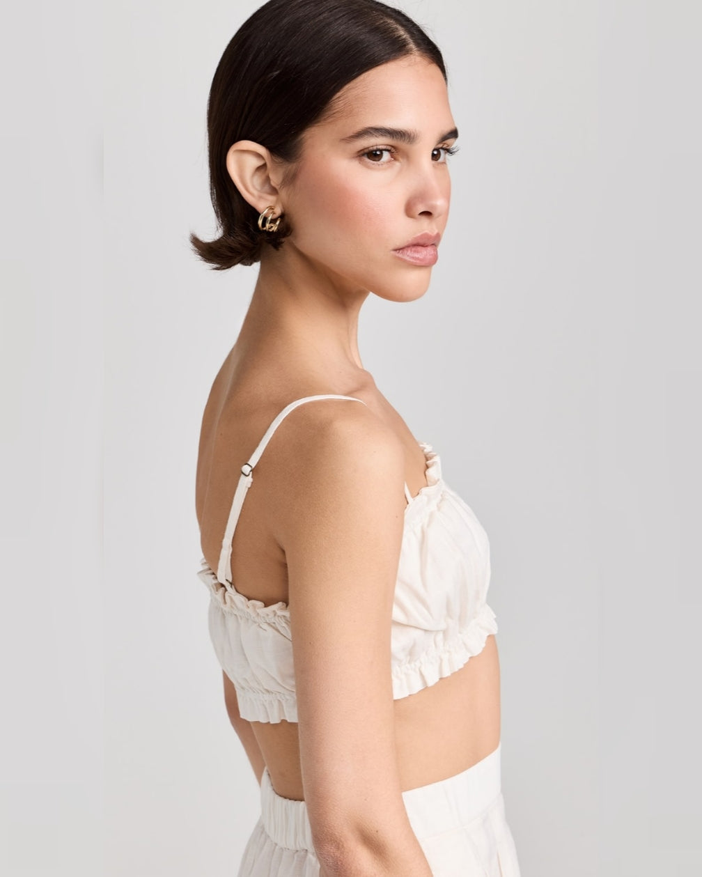 Cotton Crop Top and High-Waisted Shorts Set