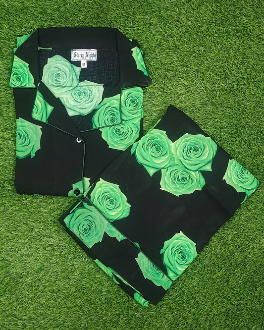 (30%) OFF - Emerald Rose Linen Pjs