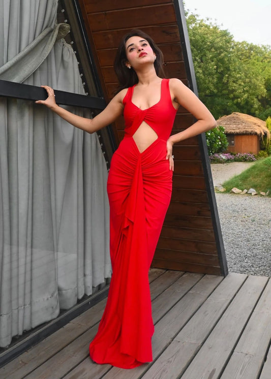 Obsidian Drape – Luxe Cutout Silk Gown