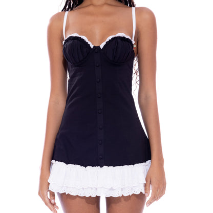 Effortless Cotton Mini Dress with Tie Back