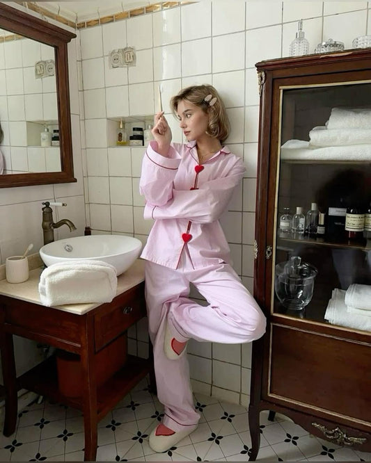 (30%) OFF - Cozy Cotton Heart-Accented Pajama Set