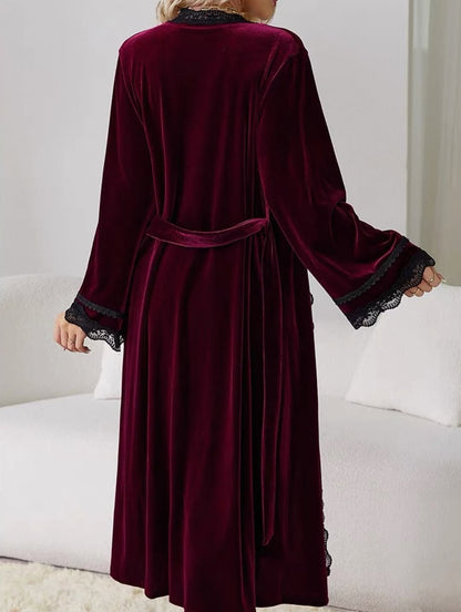 Midnight Reverie: Velvet Maxi & Luxe Robe - 2pc Set