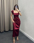 (30%) OFF - Silk Puff Sleeve Bodycon Midi Dress