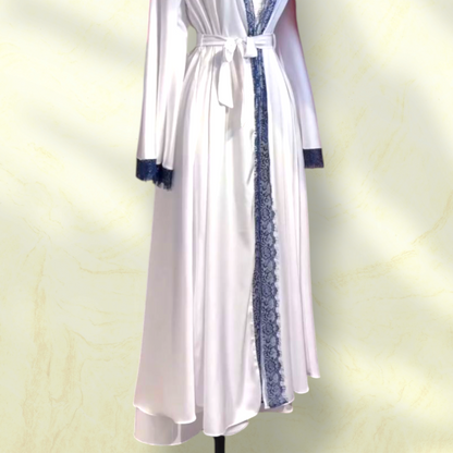 Moonlit Silhouettes: Silk 2pc Long Robe Set