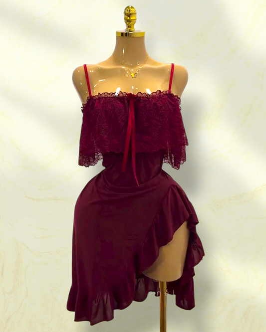 Crimson Mirage: Luxe Valvet Slip