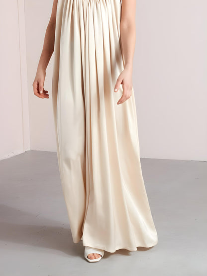 (30%) OFF - Gathered Cotton Maxi Dress with Spaghetti Straps